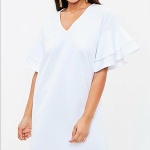 Missguided ruffle white shift dress